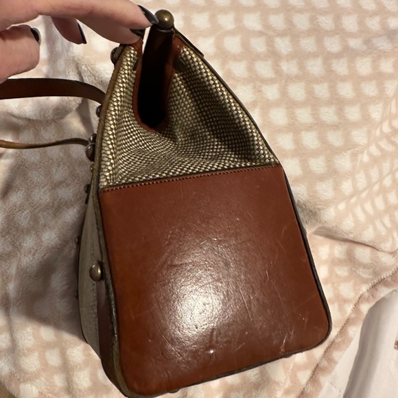 John Romain Vintage Tweed/Leather Satchel Bag - Picture 6 of 11